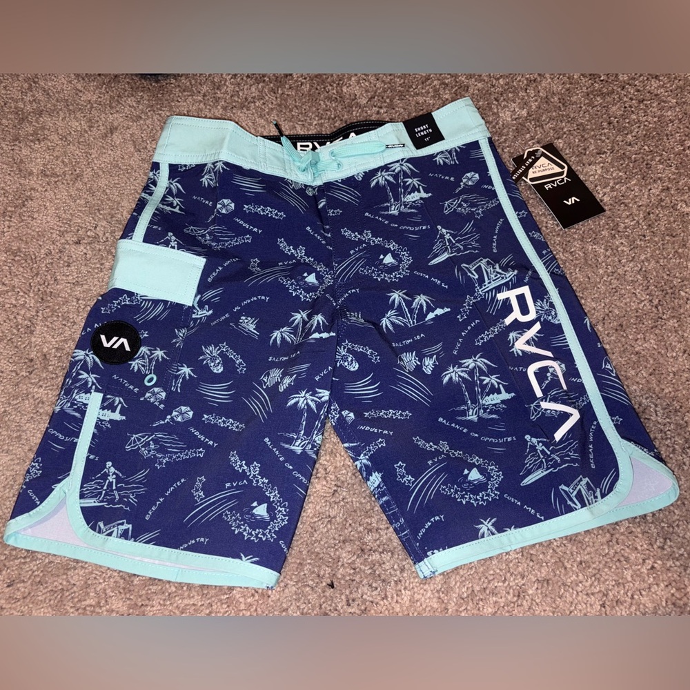 RVCA Kids Swim Trunks - Blue and Light Blue